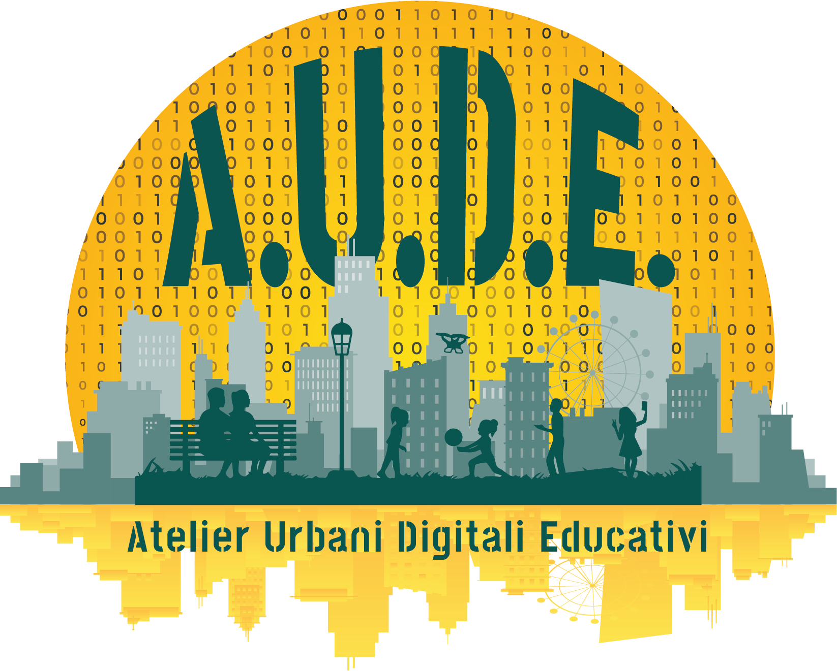 Logo AUDE - Progetto Atelier Urbani Digitali Educativi di Città di Torino, Fondazione per la Scuola, Ags Territorio